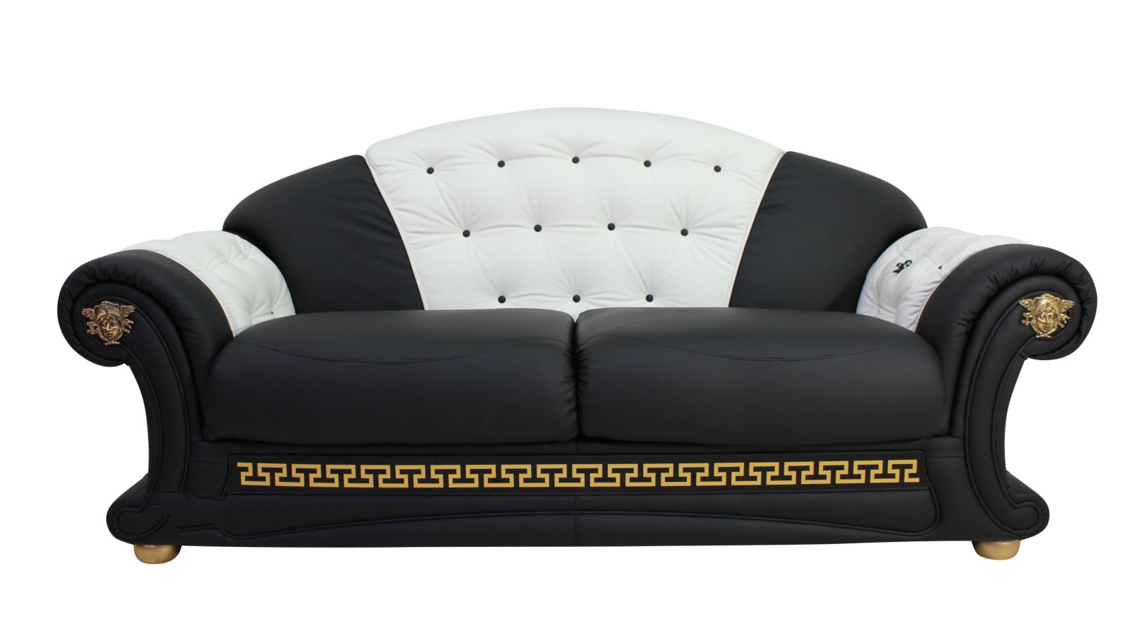 Product photograph of Versace 3 Seater Genuine Italian Black White Leather Sofa Settee from Chesterfield Sofas