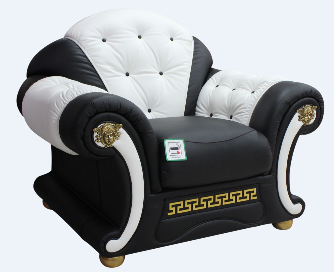 Product photograph of Versace Handcrafted Armchair Sofa Genuine Italian Black White Real Leather from Chesterfield Sofas