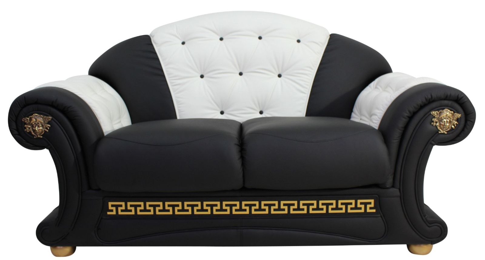 Product photograph of Versace Handmade 2 Seater Sofa Settee Genuine Italian Black White Real Leather from Chesterfield Sofas
