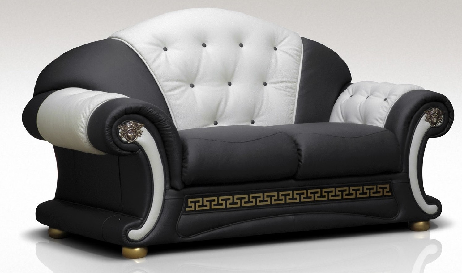 Product photograph of Versace Handmade 2 Seater Sofa Settee Genuine Italian Black White Real Leather from Chesterfield Sofas.