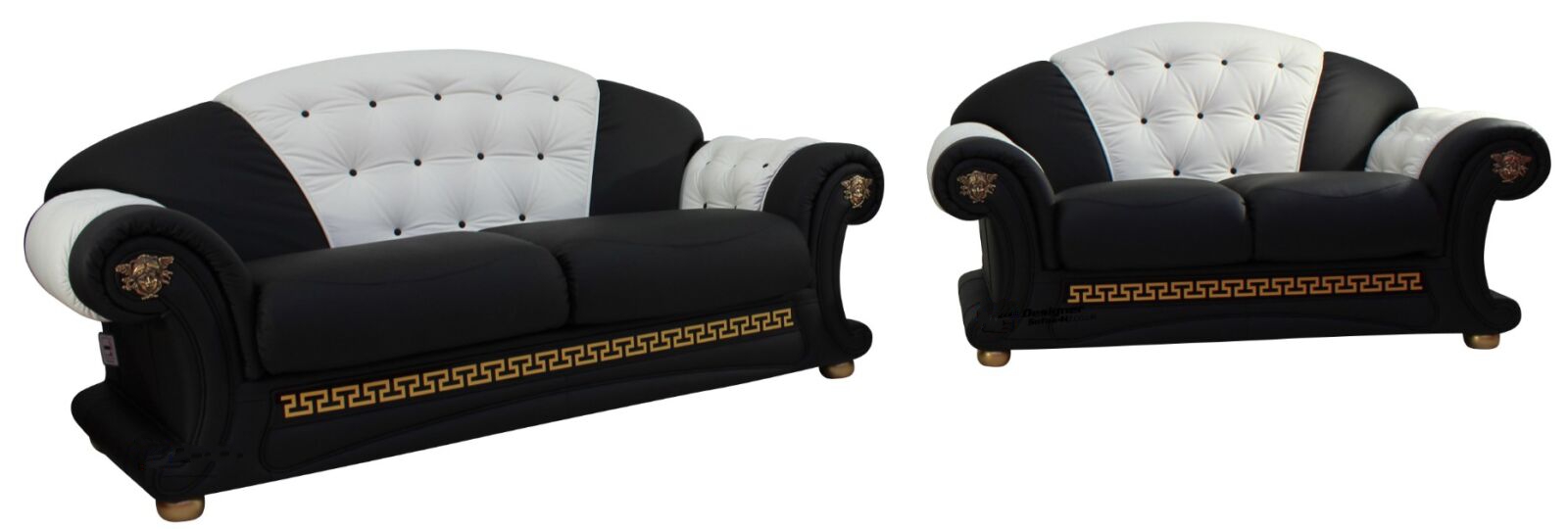 Product photograph of Versace Handmade 3 Seater 2 Seater Sofa Suite Genuine Italian Black White Leather from Chesterfield Sofas.