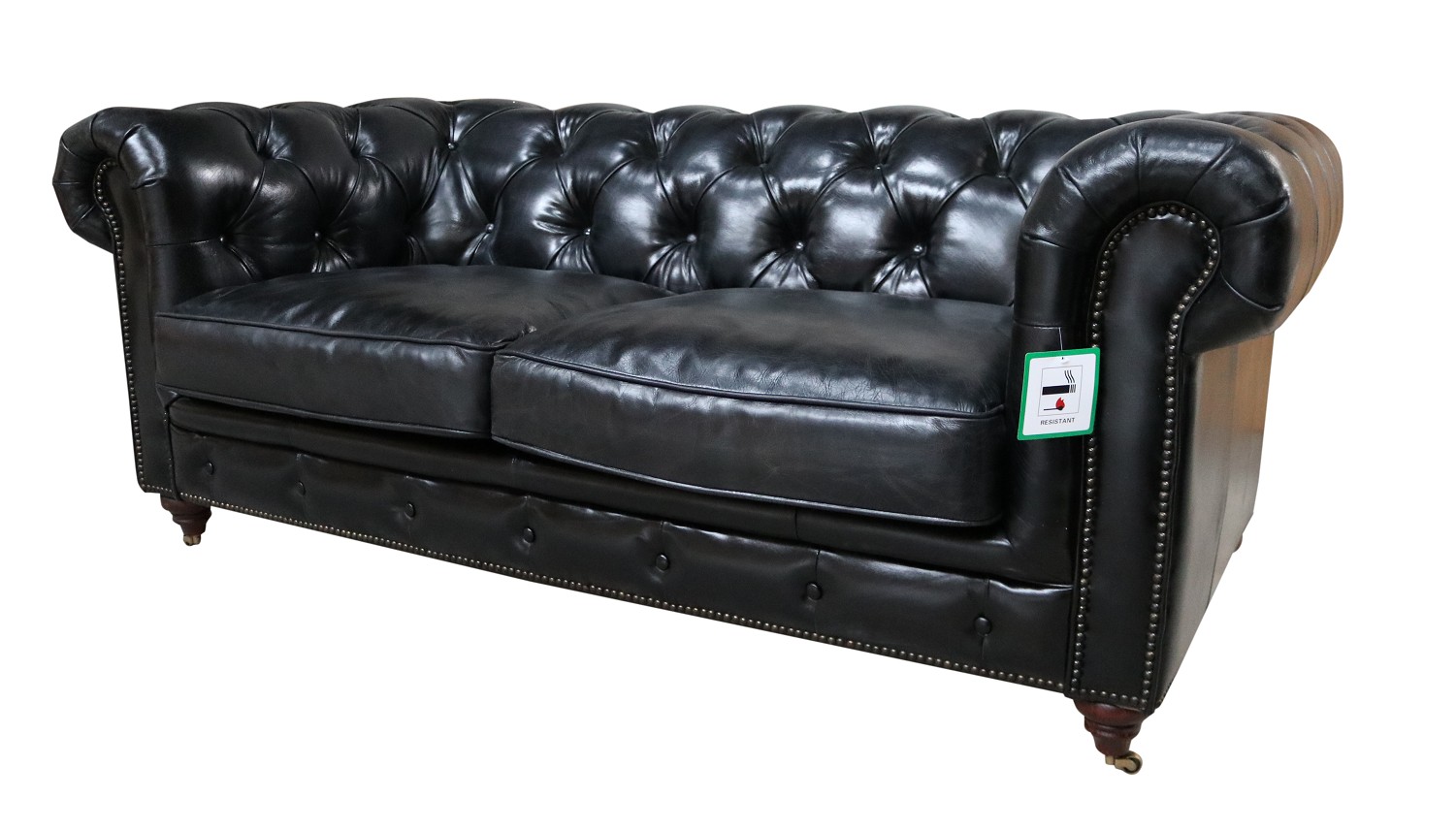 Product photograph of Vintage 2 Seater Chesterfield Distressed Black Real Leather Sofa from Chesterfield Sofas.