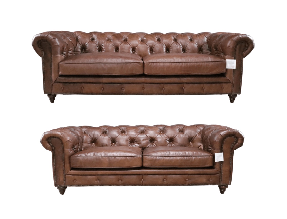 Product photograph of Vintage 3 2 Chesterfield Sofa Suite Distressed Nappa Chocolate Brown Real Leather from Chesterfield Sofas