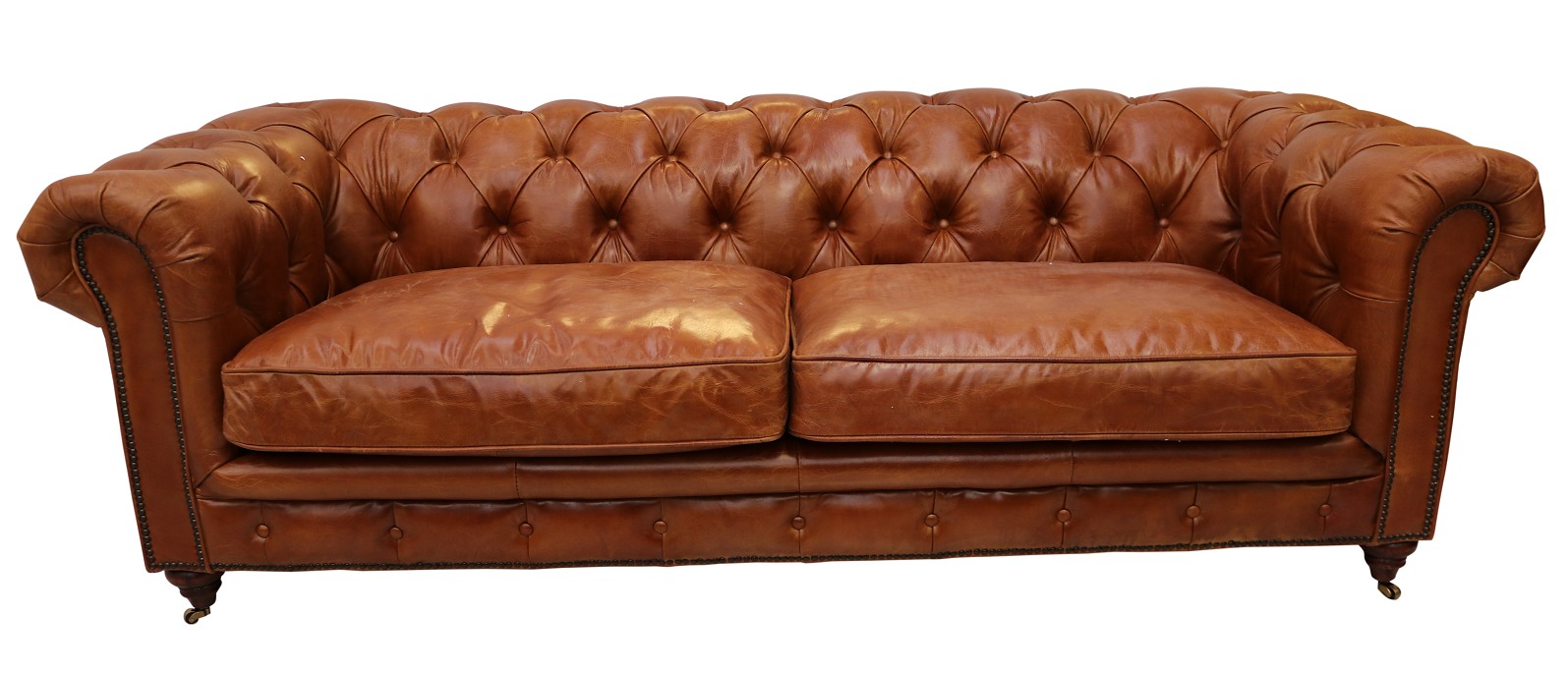 Product photograph of Vintage 3 Seater Sofa Chesterfield Distressed Tan Real Leather from Chesterfield Sofas.