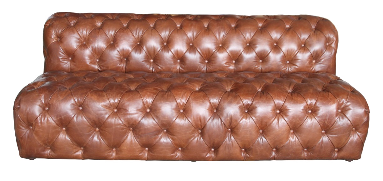 Product photograph of Vintage Armless Chesterfield 3 Seater Sofa Distressed Real Leather from Chesterfield Sofas
