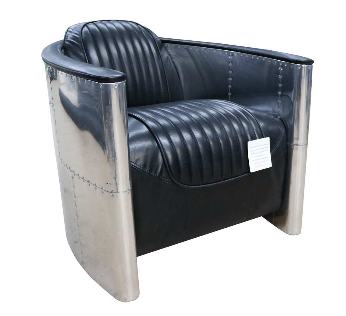 Product photograph of Vintage Aviator Pilot Distressed Black Real Leather Chair from Chesterfield Sofas.