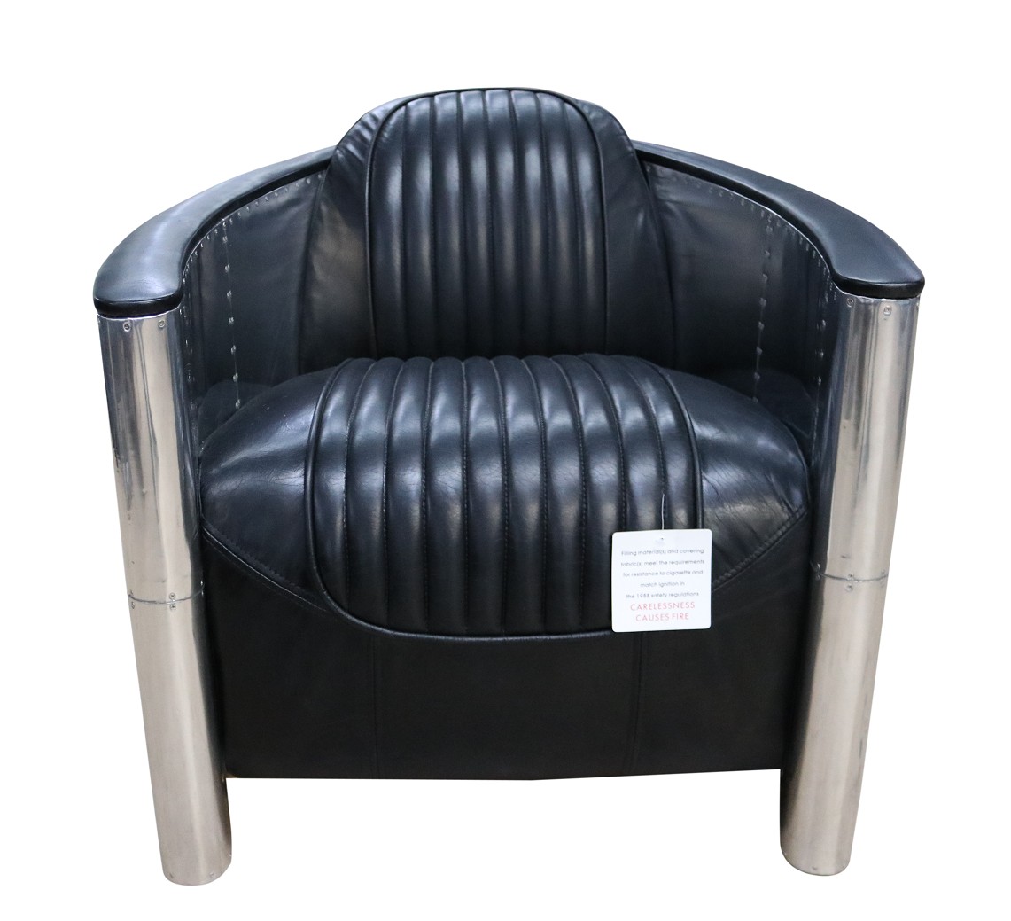 Product photograph of Vintage Aviator Pilot Distressed Black Real Leather Chair from Chesterfield Sofas.