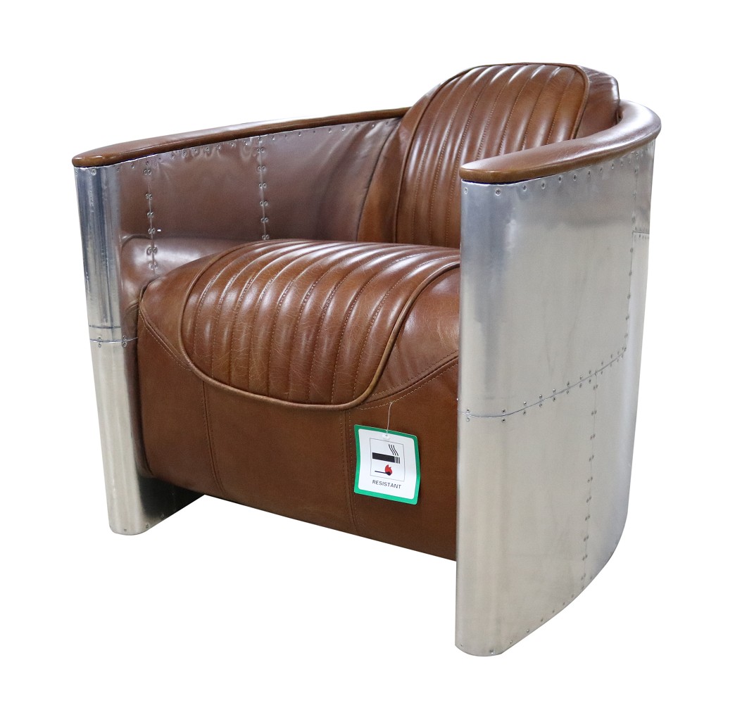 Product photograph of Vintage Aviator Pilot Distressed Tan Real Leather Chair from Chesterfield Sofas.