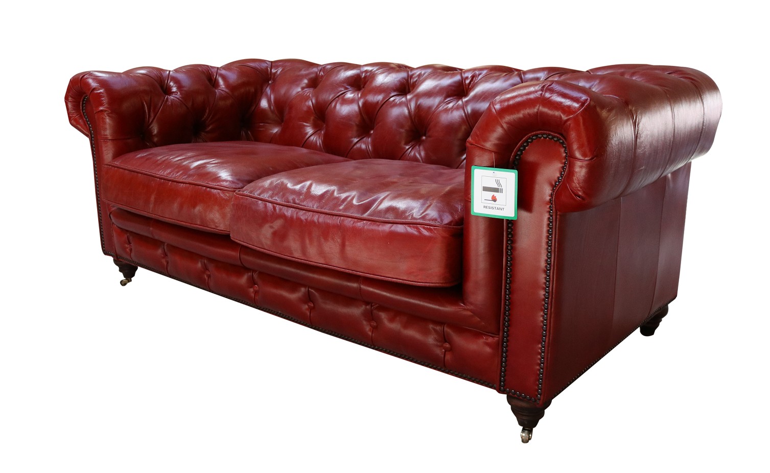 Product photograph of Vintage Chesterfield 2 Seater Distressed Rouge Red Real Leather Sofa from Chesterfield Sofas.