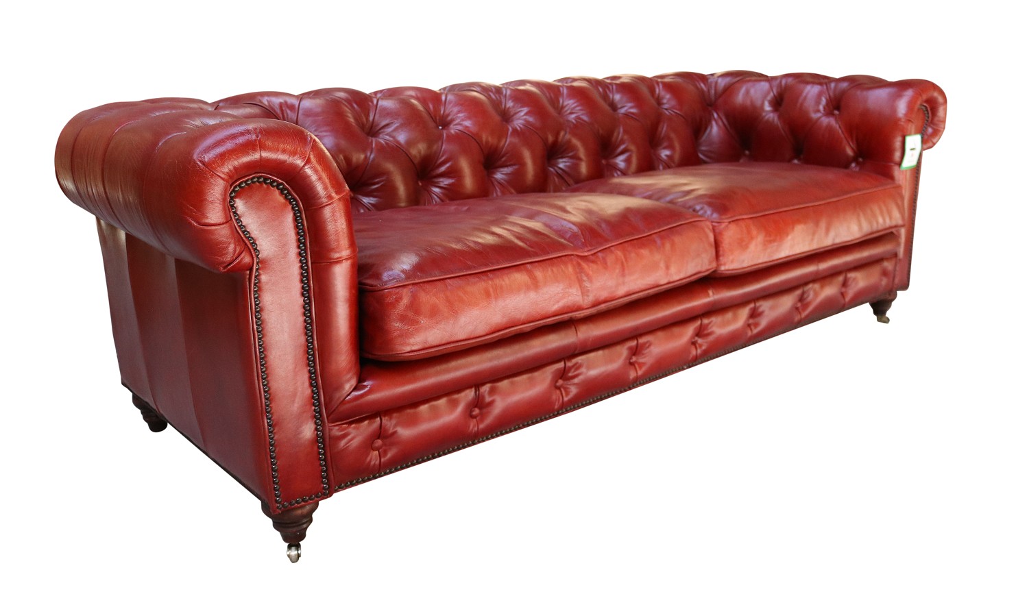 Product photograph of Vintage Chesterfield 3 Seater Distressed Rouge Red Leather Sofa from Chesterfield Sofas.
