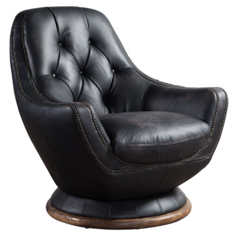 Product photograph of Vintage Chesterfield Buttoned Swivel Armchair Black Distressed Real Leather from Chesterfield Sofas