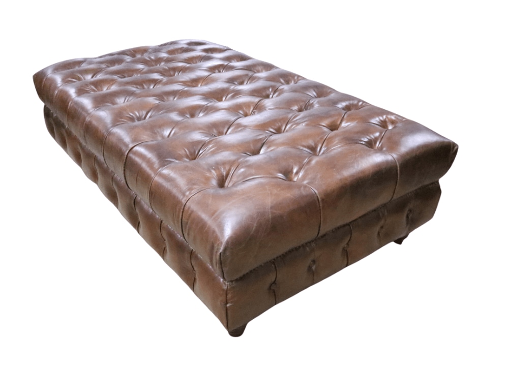 Product photograph of Vintage Chesterfield Ottoman Large Footstool Brown Distressed Real Leather from Chesterfield Sofas