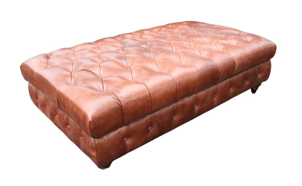 Product photograph of Vintage Chesterfield Ottoman Large Footstool Nappa Chocolate Brown Real Leather from Chesterfield Sofas