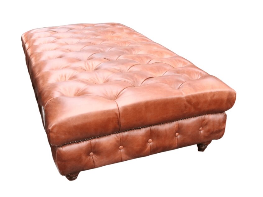 Product photograph of Vintage Chesterfield Ottoman Large Footstool Nappa Chocolate Brown Real Leather from Chesterfield Sofas.