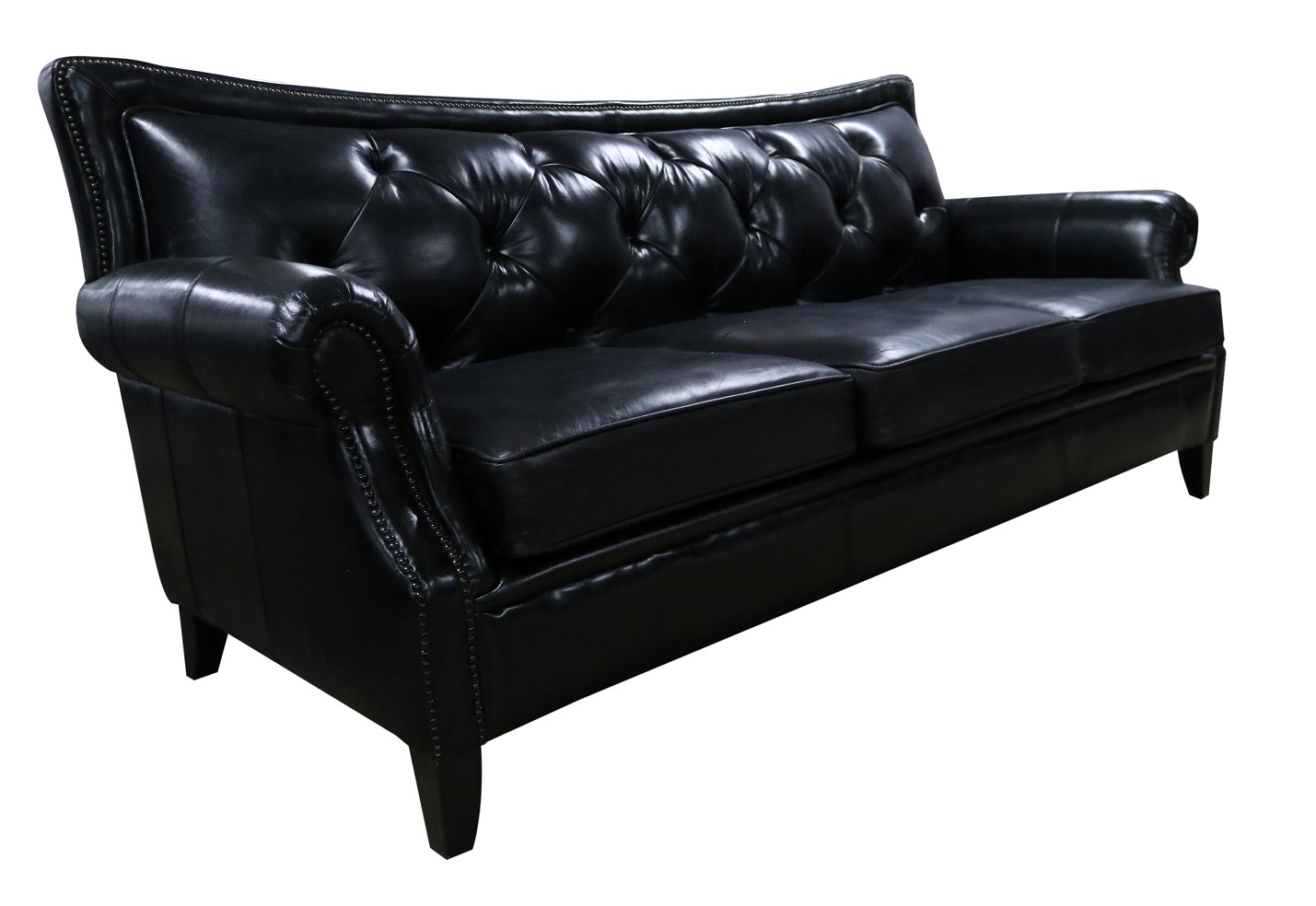 Product photograph of Vintage Connaught 3 Seater Chesterfield Black Distressed Leather Sofa from Chesterfield Sofas.