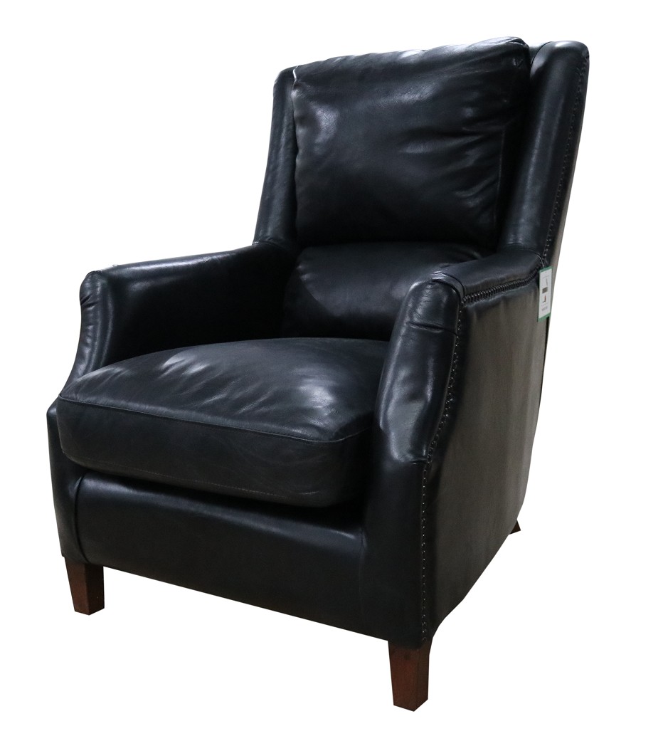 Product photograph of Vintage Crofter High Back Chair Black Distressed Real Leather from Chesterfield Sofas.