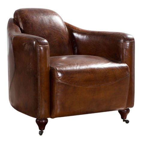 Product photograph of Vintage Custom Made Club Chair Distressed Brown Real Leather from Chesterfield Sofas