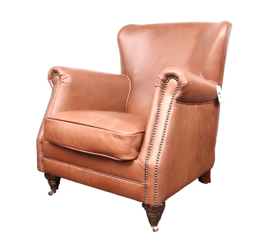Product photograph of Vintage Custom Made High Back Armchair Nappa Chocolate Brown Real Leather from Chesterfield Sofas.