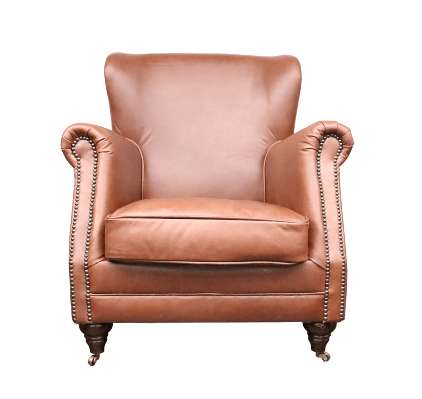 Product photograph of Vintage Custom Made High Back Armchair Nappa Chocolate Brown Real Leather from Chesterfield Sofas.