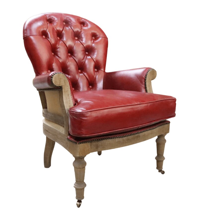 Product photograph of Vintage Decons Tructed Estate Armchair Distressed Rouge Red Real Leather from Chesterfield Sofas