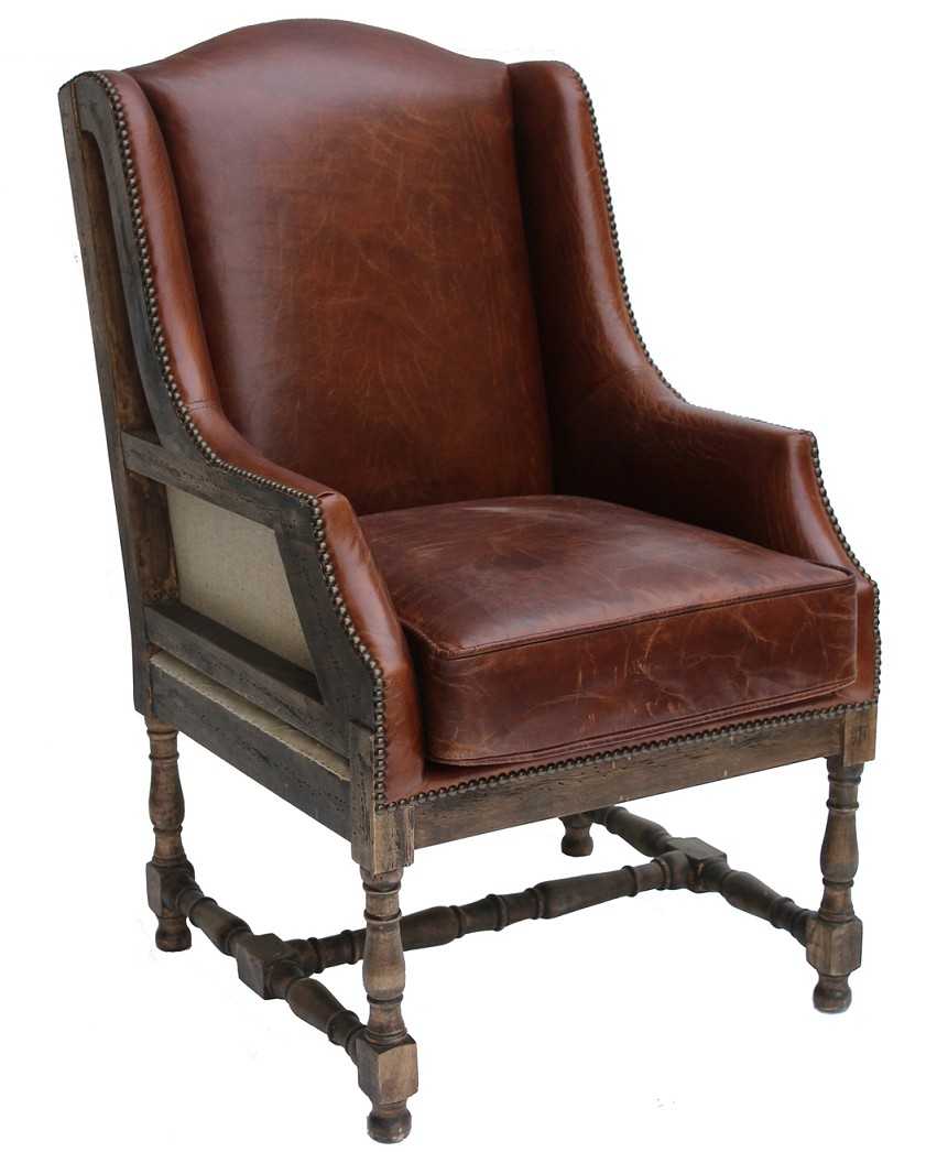 Product photograph of Vintage Decons Tructed Wing Chair Brown Distressed Real Leather from Chesterfield Sofas
