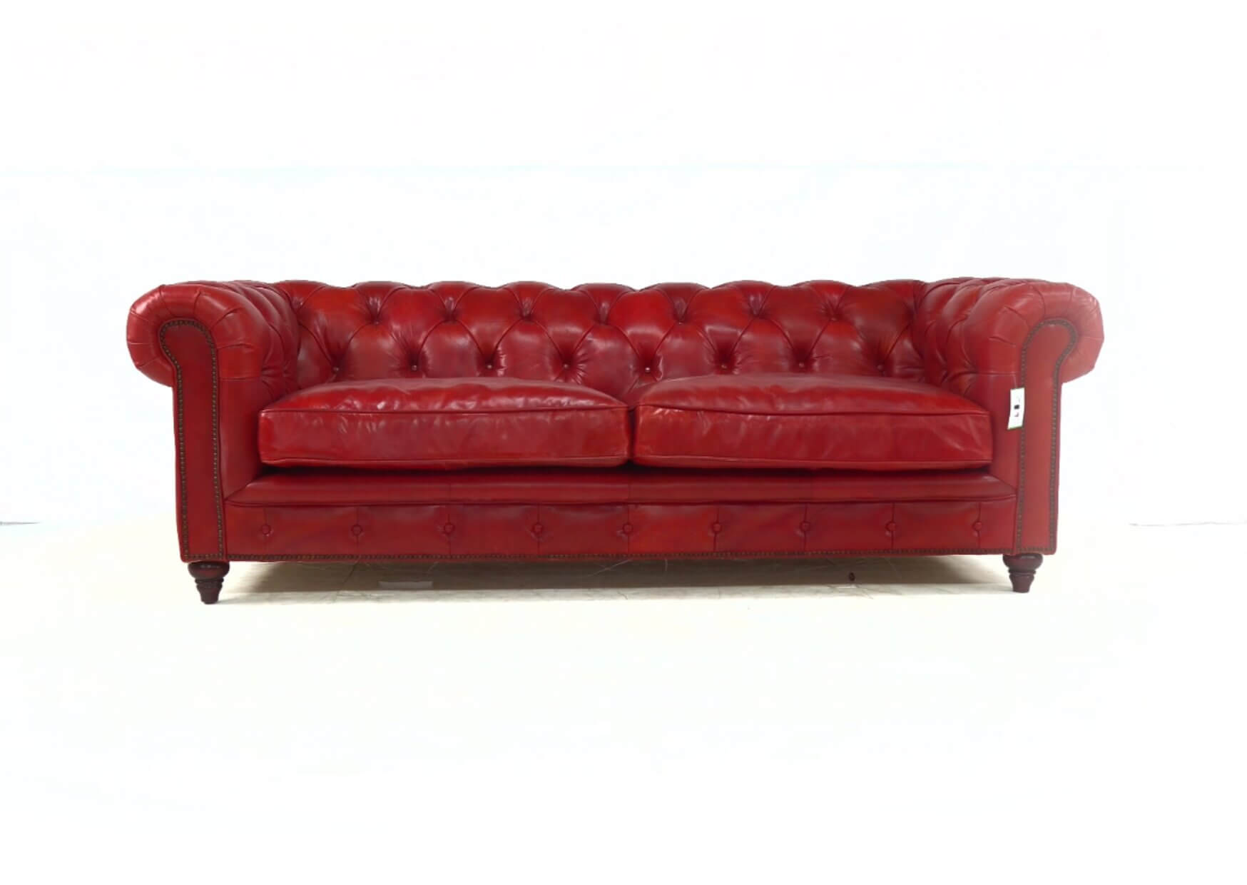 Product photograph of Vintage Chesterfield 3 Seater Distressed Rouge Red Leather Sofa from Chesterfield Sofas