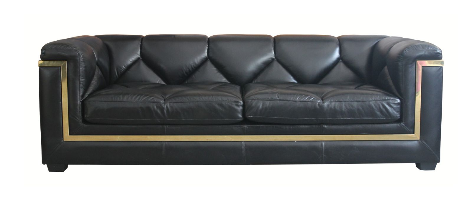 Product photograph of Vintage Gatsby 3 Seater Nappa Black Real Leather Sofa from Chesterfield Sofas