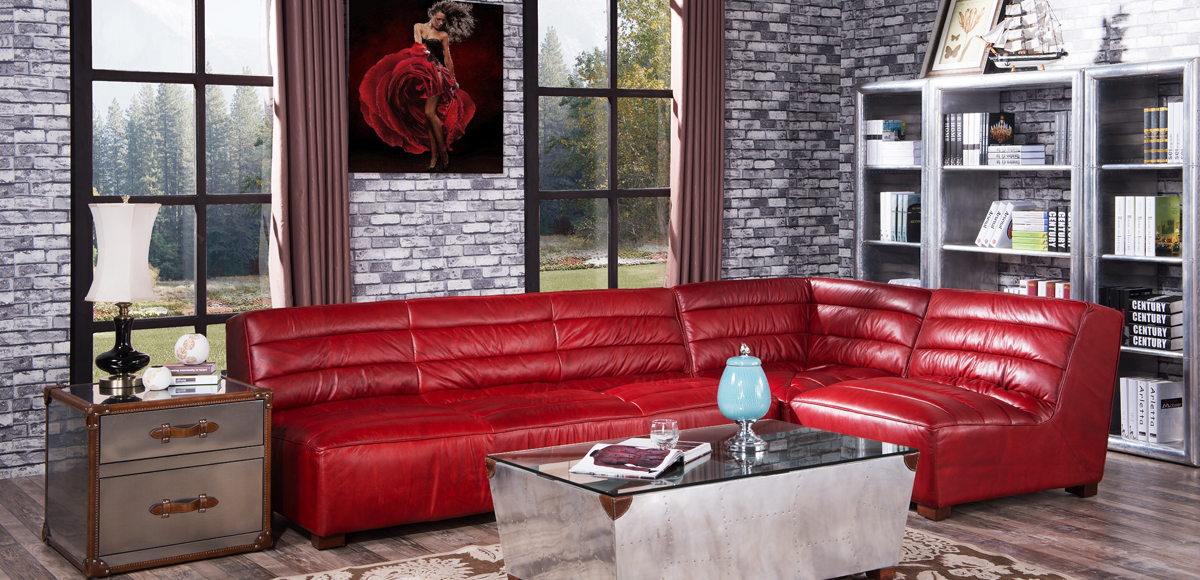 Product photograph of Vintage Genuine Armless Retro Corner Sofa Group Distressed Real Leather from Chesterfield Sofas