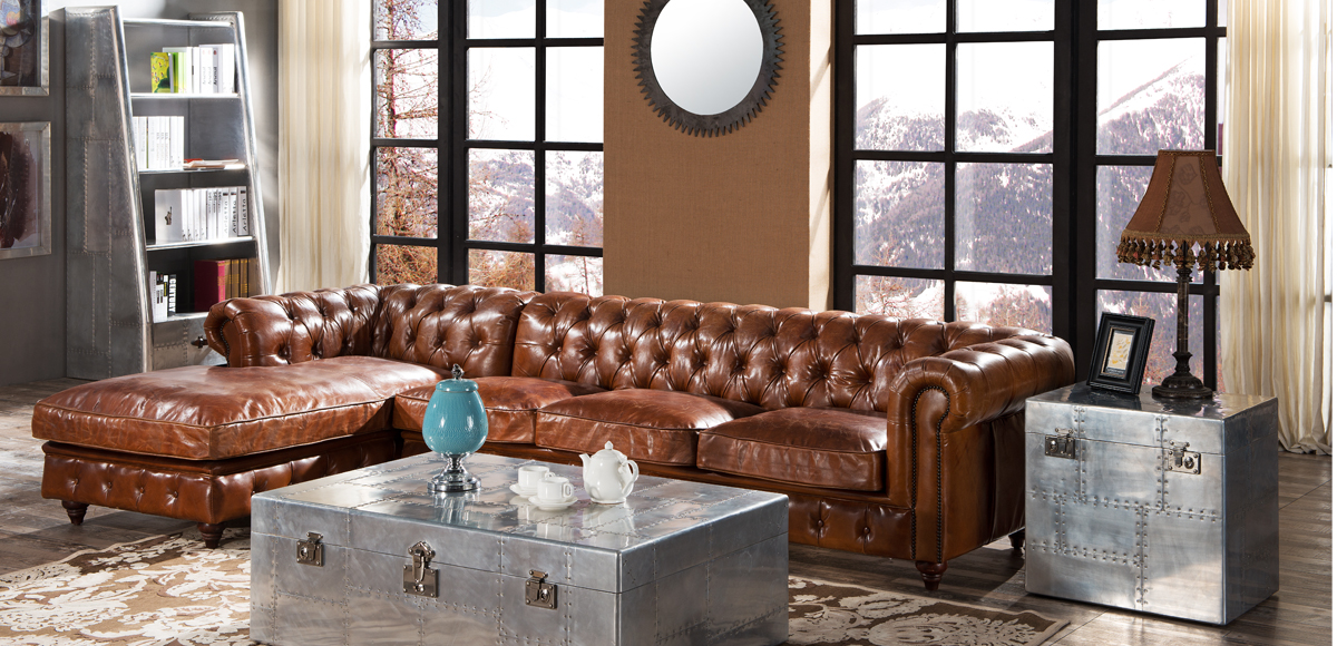 Product photograph of Vintage Genuine Chesterfield Buttoned Corner Sofa Distressed Real Leather from Chesterfield Sofas