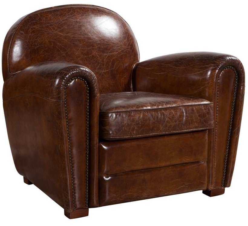 Product photograph of Vintage Genuine Club Chair Distressed Brown Real Leather from Chesterfield Sofas