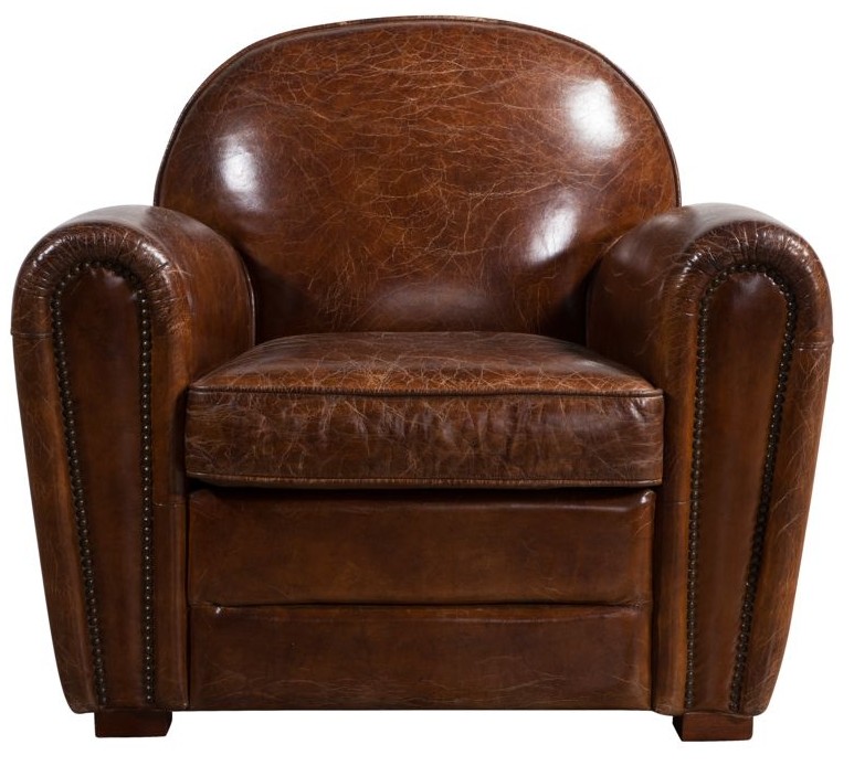 Product photograph of Vintage Genuine Club Chair Distressed Brown Real Leather from Chesterfield Sofas.