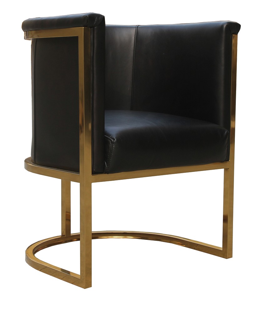 Product photograph of Vintage Gold Frame Tub Chair Distressed Black Real Leather from Chesterfield Sofas