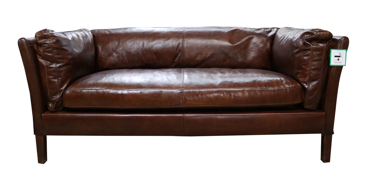 Product photograph of Vintage Groucho 3 Seater Settee Sofa Distressed Brown Real Leather from Chesterfield Sofas