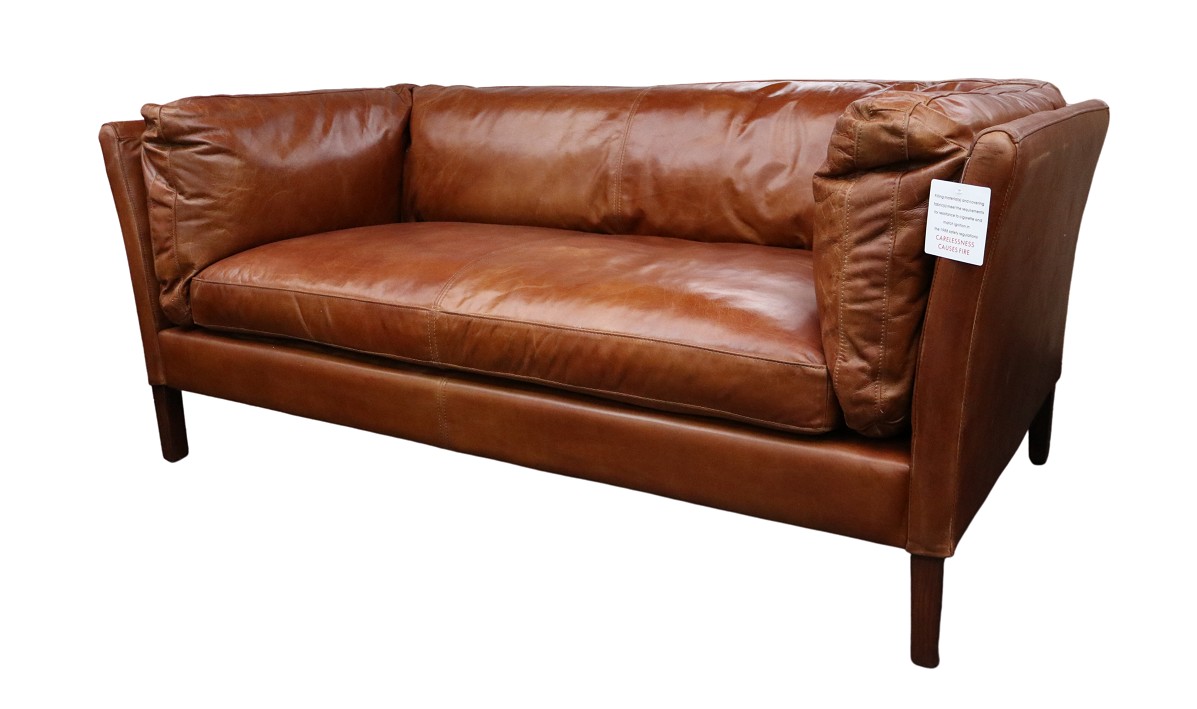 Product photograph of Vintage Groucho 3 Seater Settee Sofa Distressed Tan Real Leather from Chesterfield Sofas.