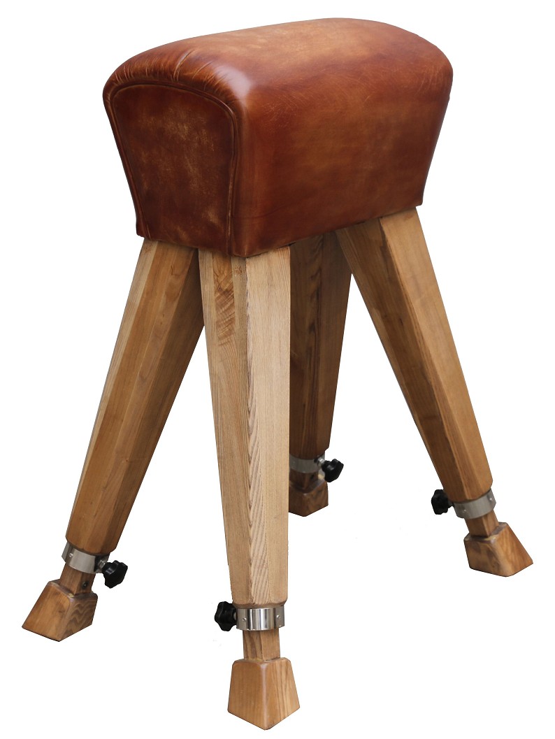 Product photograph of Vintage Gym Horse Pommel Stool Distressed Brown Real Leather from Chesterfield Sofas