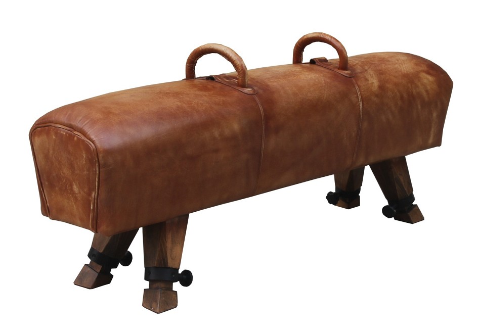 Product photograph of Vintage Gym Horse Rebel Bench Long Distressed Brown Real Leather from Chesterfield Sofas