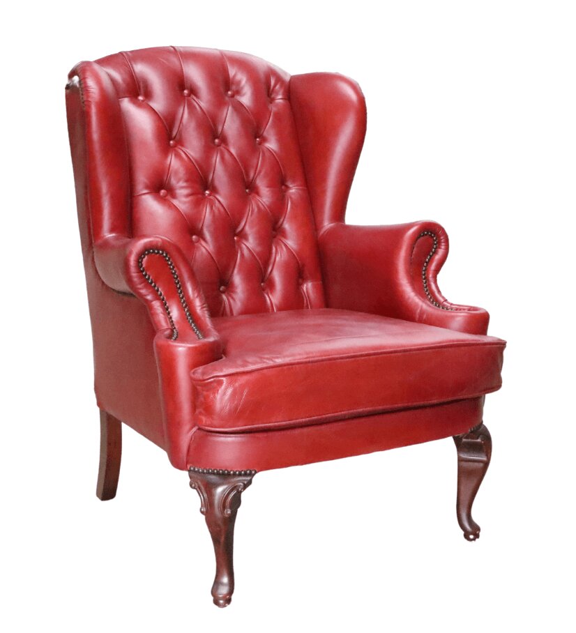 Product photograph of Vintage Handmade Adler Wing Chair Distressed Rouge Red Real Leather from Chesterfield Sofas