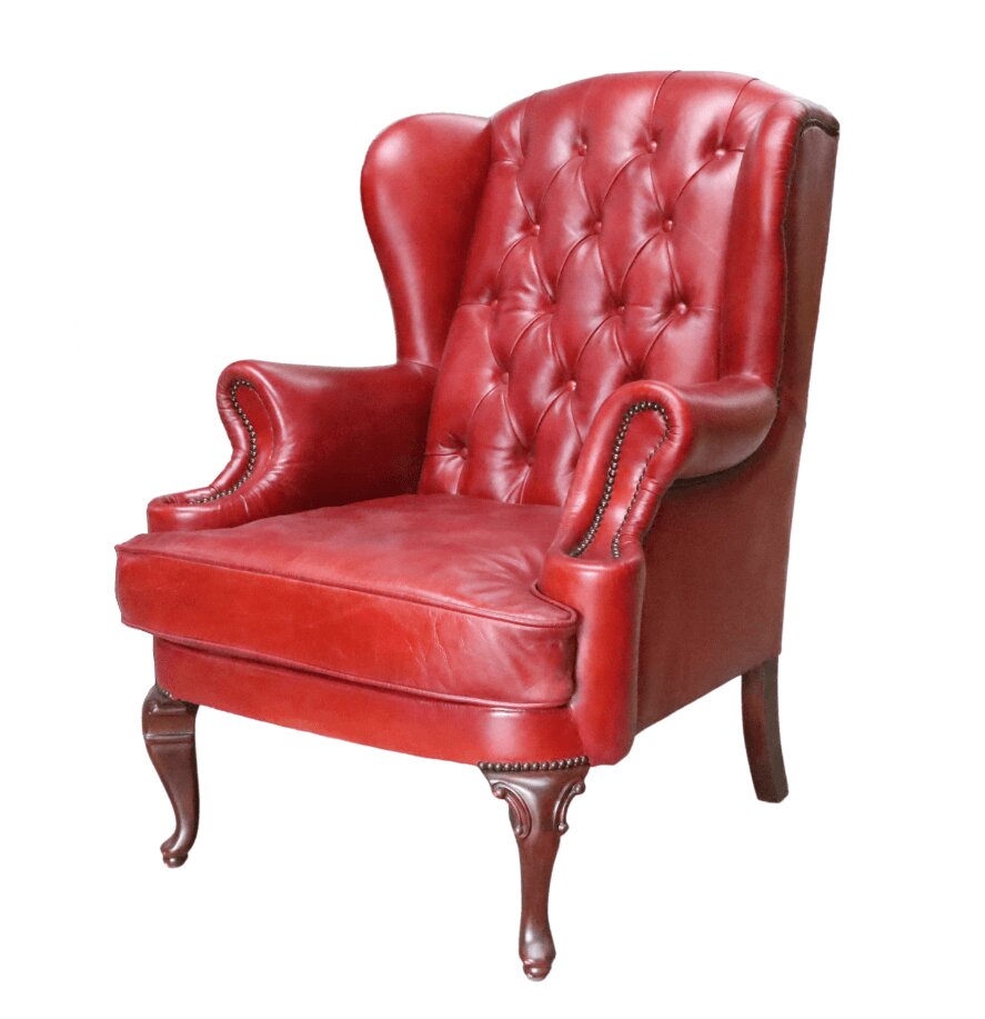 Product photograph of Vintage Handmade Adler Wing Chair Distressed Rouge Red Real Leather from Chesterfield Sofas.