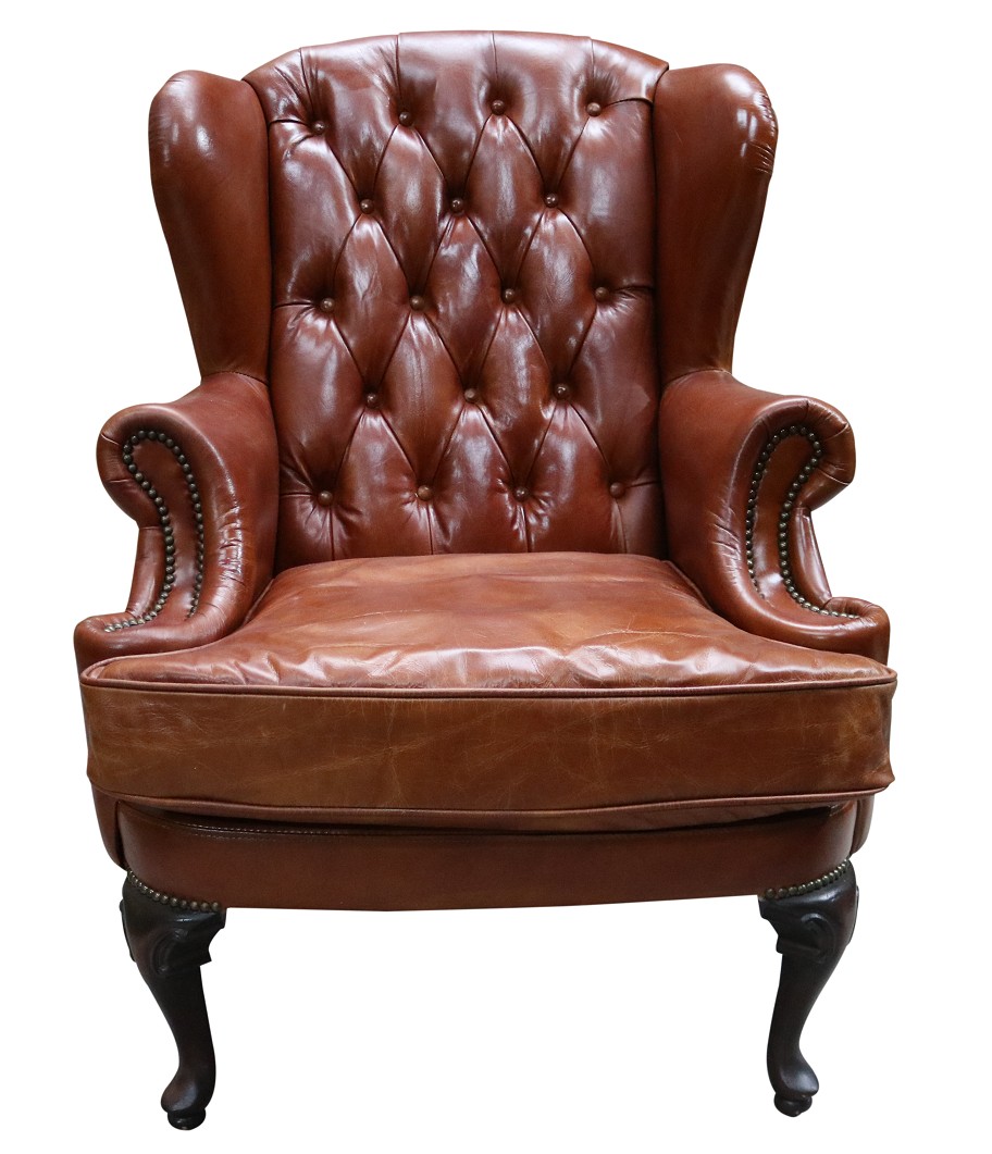 Product photograph of Vintage Handmade Adler Wing Chair Distressed Tan Real Leather from Chesterfield Sofas.
