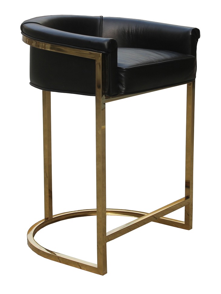 Product photograph of Vintage Handmade Gold Frame Barstool Distressed Black Real Leather from Chesterfield Sofas