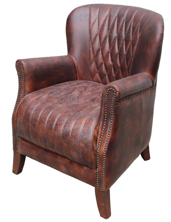 Product photograph of Vintage Handmade Scholar Armchair Distressed Brown Real Leather from Chesterfield Sofas
