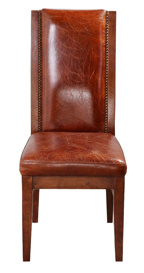 Product photograph of Vintage Handmade Studded Dining Chair Distressed Brown Real Leather from Chesterfield Sofas.