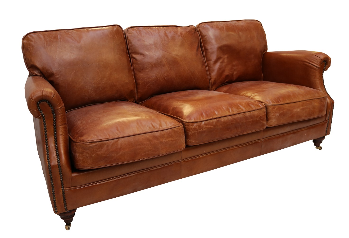 Product photograph of Vintage Luxury 3 Seater Settee Sofa Distressed Tan Real Leather from Chesterfield Sofas.