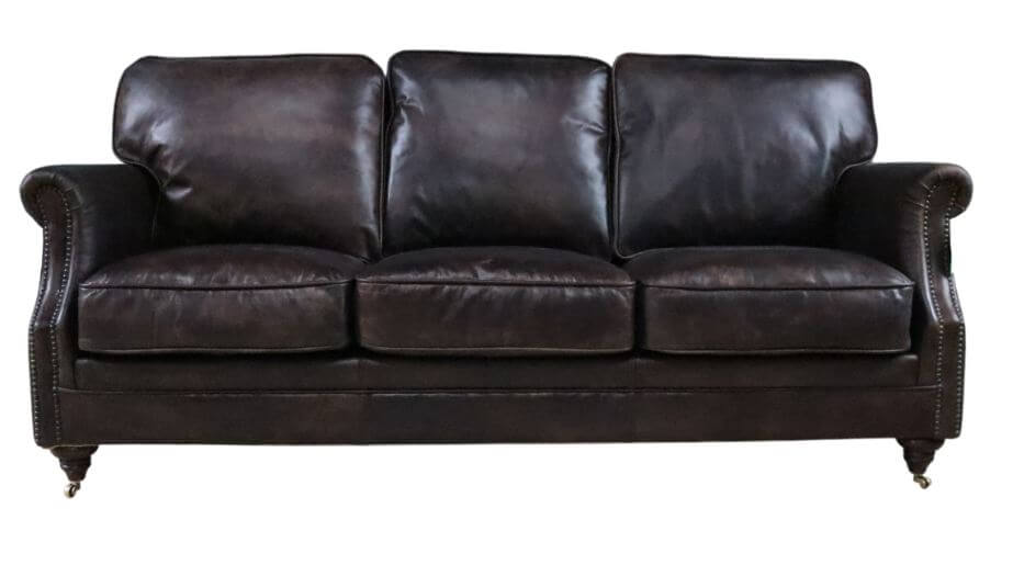 Product photograph of Vintage Luxury 3 Seater Settee Sofa Distressed Tobacco Brown Real Leather In Stock from Chesterfield Sofas