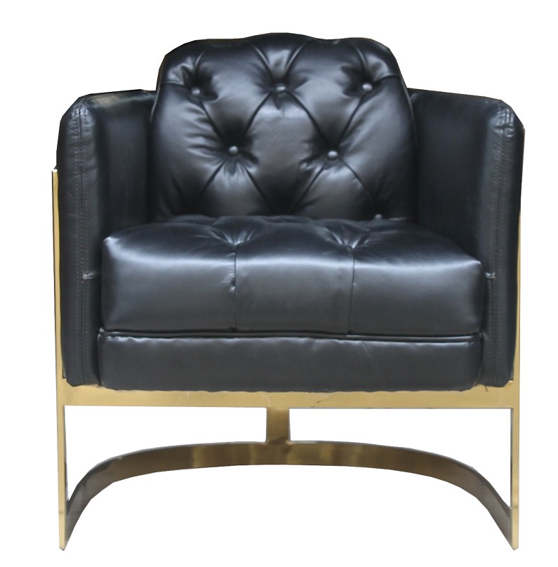 Product photograph of Vintage Metal Frame Chesterfield Buttoned Chair Black Distressed Real Leather from Chesterfield Sofas