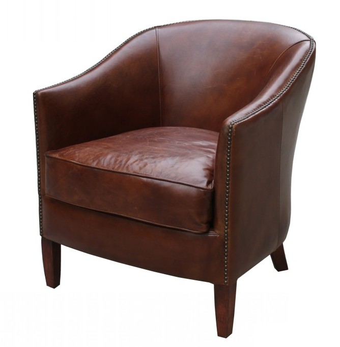 Product photograph of Vintage Original Tub Chair Distressed Brown Real Leather from Chesterfield Sofas