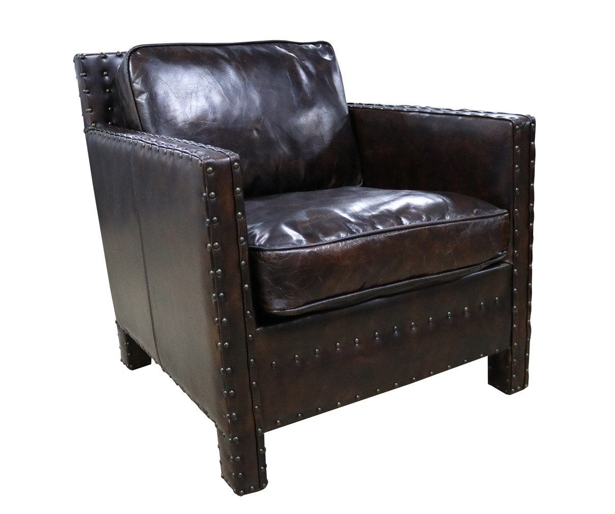 Product photograph of Vintage Portofino Luxury Armchair Distressed Tobacco Brown Real Leather from Chesterfield Sofas