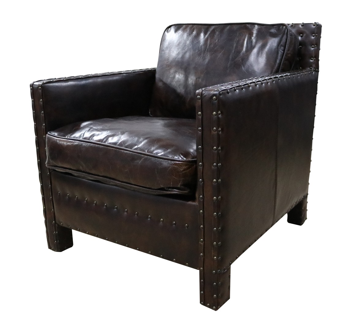 Product photograph of Vintage Portofino Luxury Armchair Distressed Tobacco Brown Real Leather from Chesterfield Sofas.