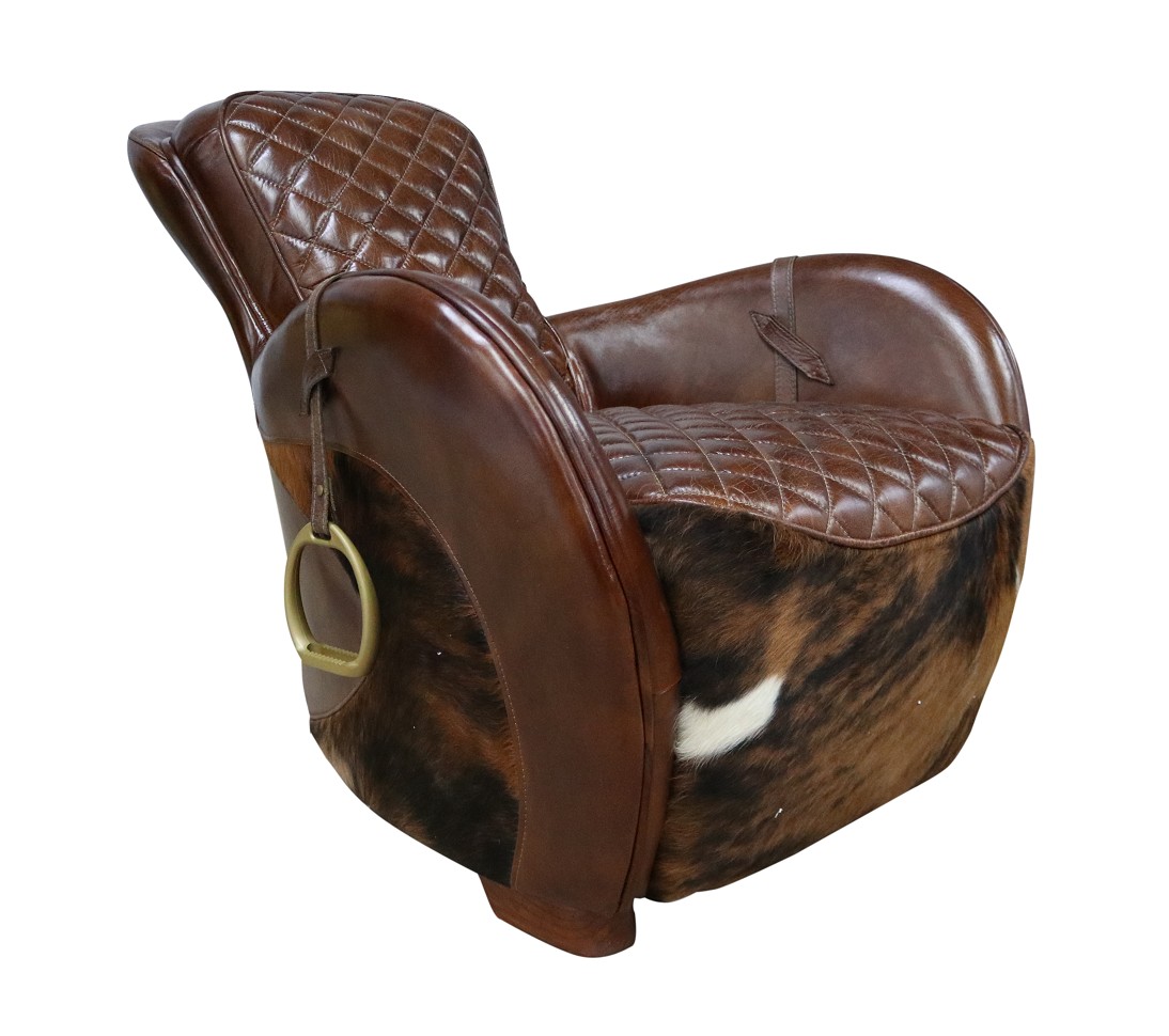 Product photograph of Vintage Rodeo Saddle Lounge Chair Distressed Brown Real Leather from Chesterfield Sofas