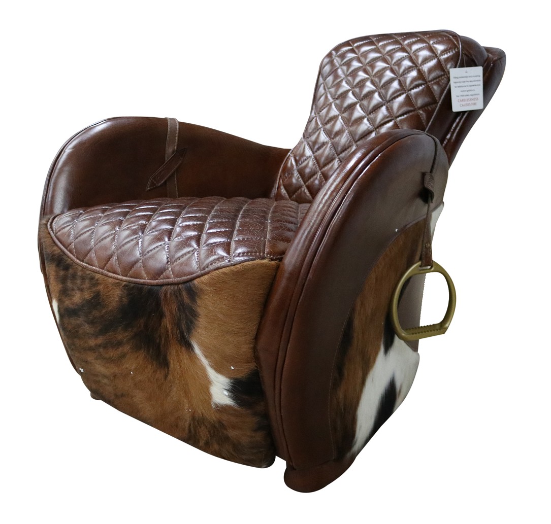 Product photograph of Vintage Rodeo Saddle Lounge Chair Distressed Brown Real Leather from Chesterfield Sofas.